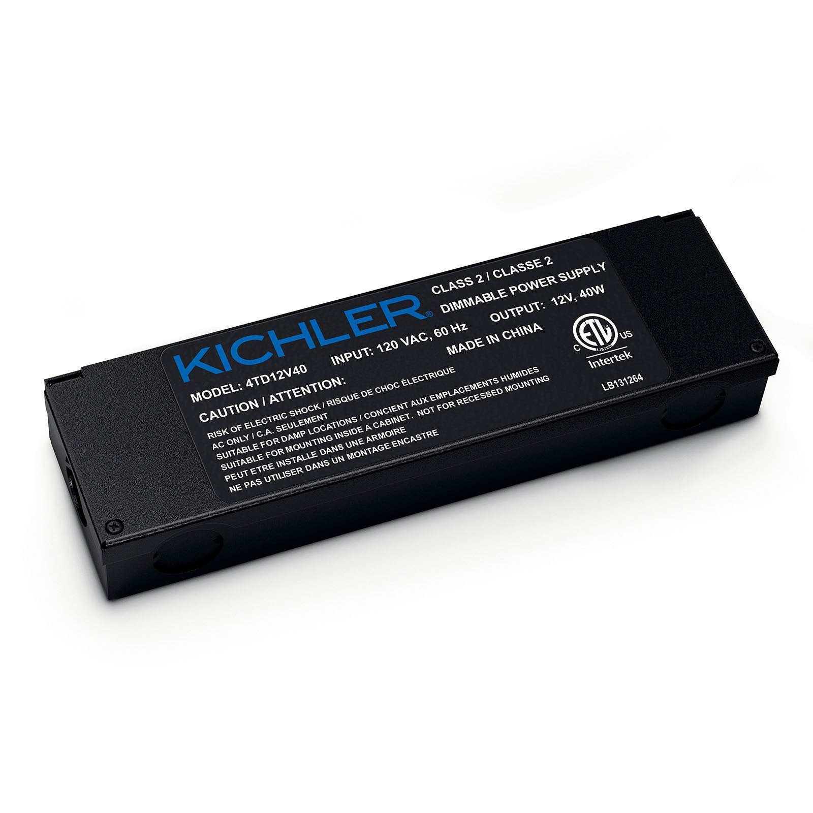 Kichler 4TD12V40BKT LED Power Supply 12V 40W Replacement MPN