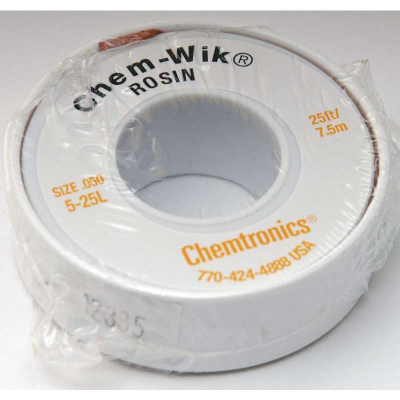 Chemtronics 5-25L Chem-Wik Rosin Activated Desoldering Braid, 0.050 x 25' Replacement MPN: CHE5-25L