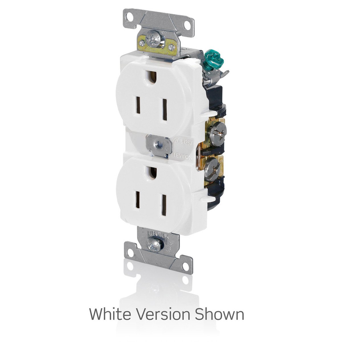 Leviton 5252-E Straight Blade Duplex Receptacle 15 Amp 125 Volt NEMA 5-15R 2 Pole 3 Wire