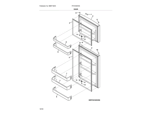 Electrolux 5304519703 BIN DOOR 4 WHITE REFRIGERATOR