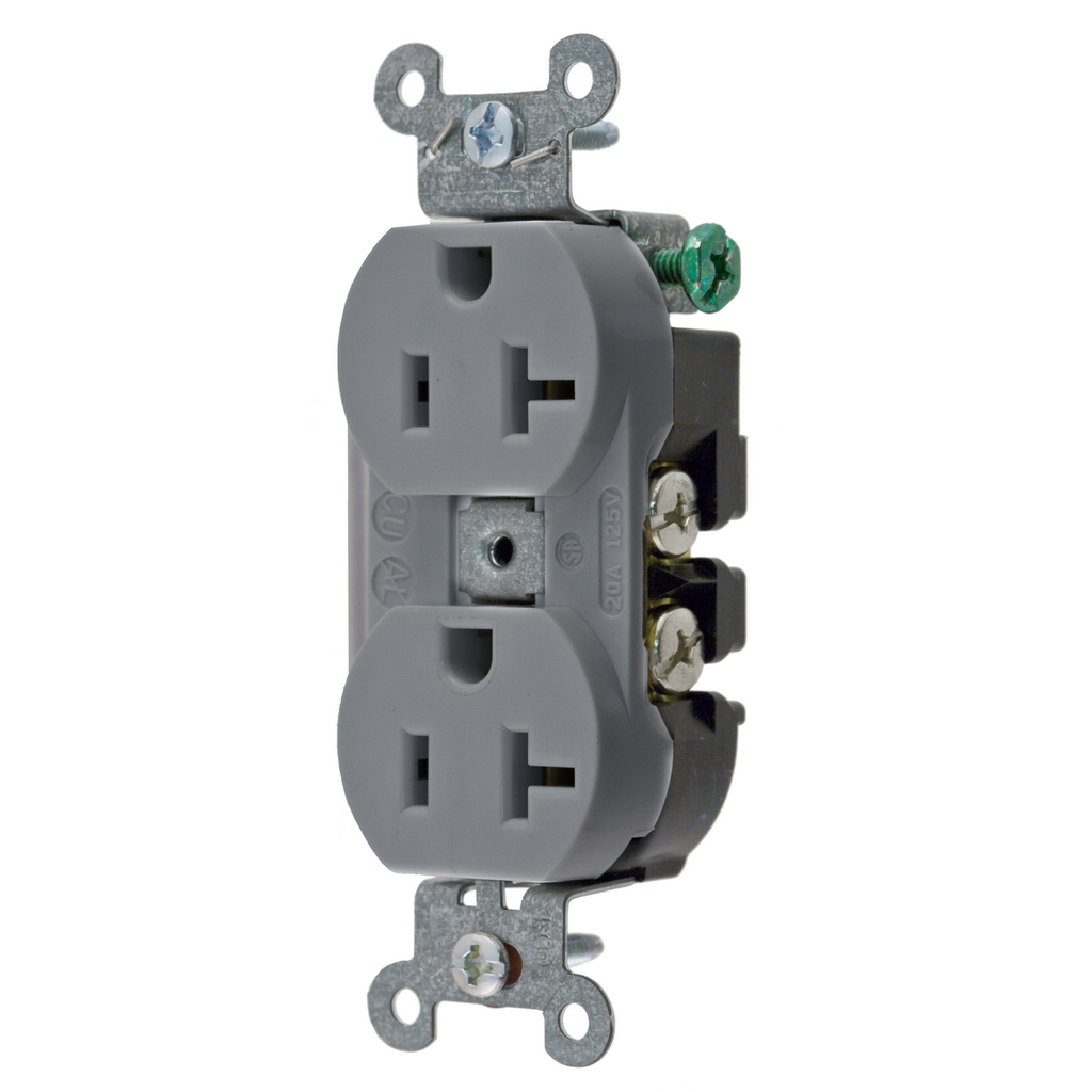 Hubbell Wiring Device-Kellems 5352AG Hubbell 5352A-G Gray 20A 125V Duplex Receptacle