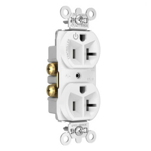 Pass & Seymour 5362CH-W Half-Controlled Plug Load Controllable Duplex Receptacle 20A 2P NEMA 5-20R