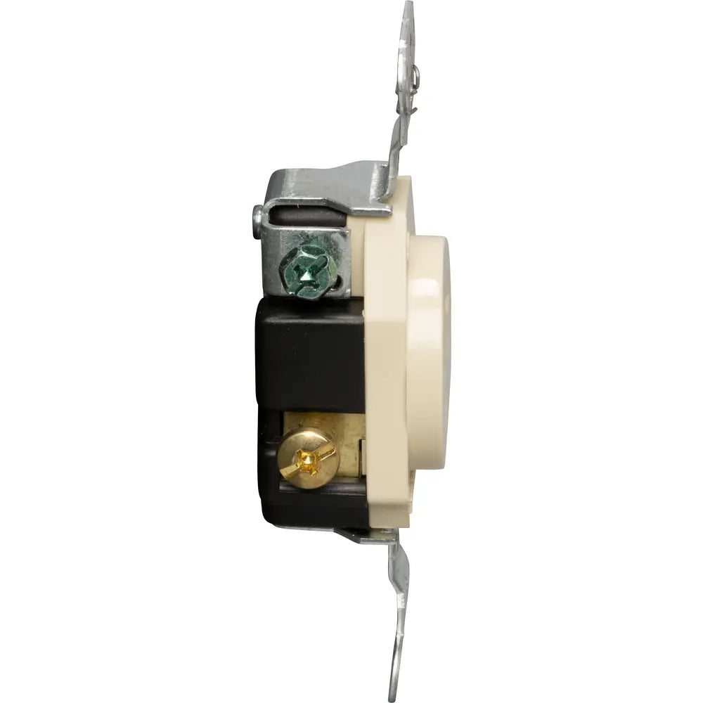 Pass & Seymour 5651I Heavy Duty Spec-Grade Single Receptacle 15A 250 VAC Back and Side Wire Ivory