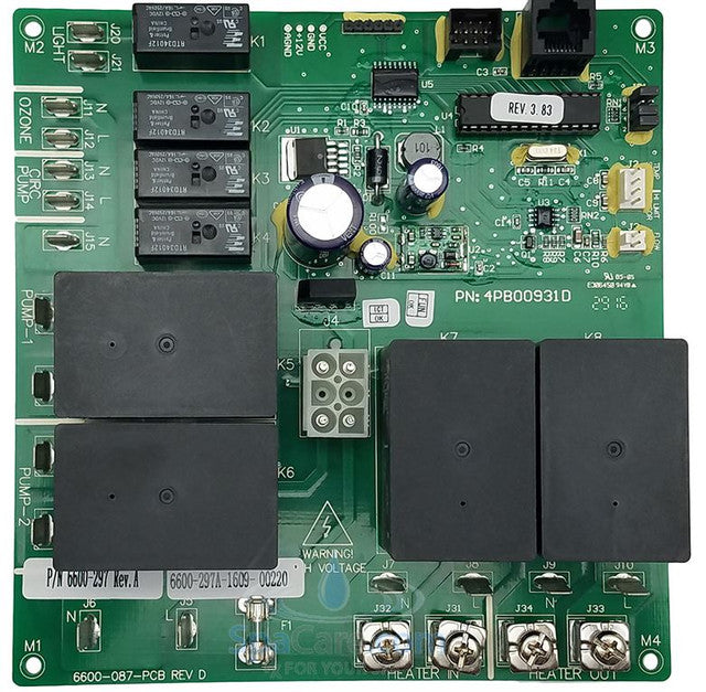 Jacuzzi 6600-297 PCB, Jacuzzi J300, 2-Pump, 230V, 50/60Hz